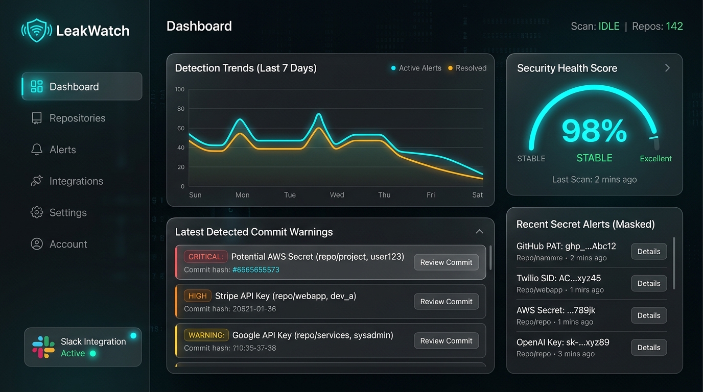LeakWatch Secret Monitor Dashboard